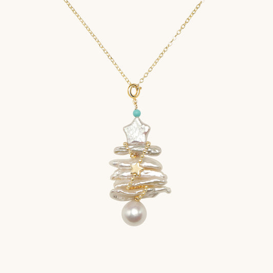 Baroque Pearl Christmas Tree Pendant Brooch