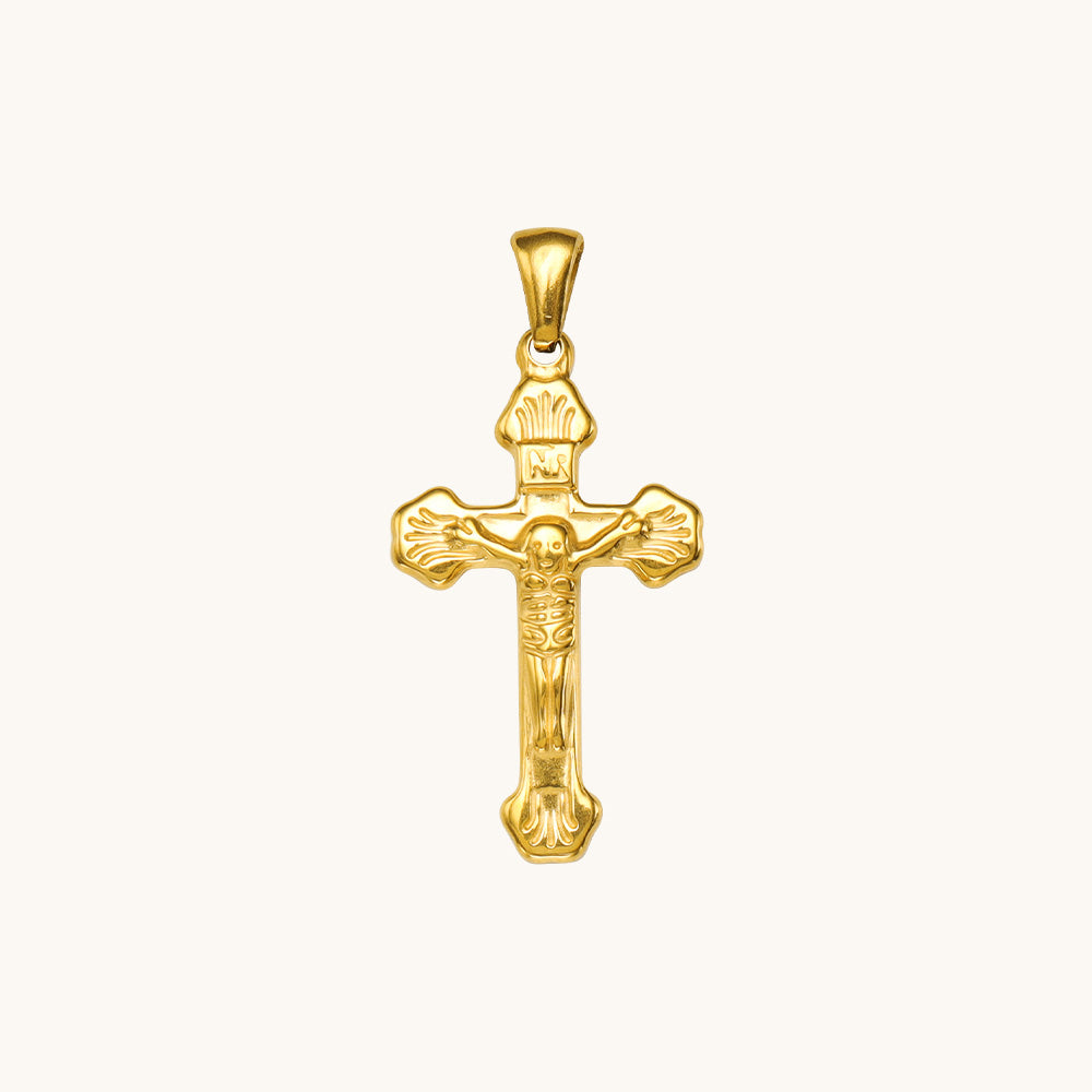 A crucifix charm.