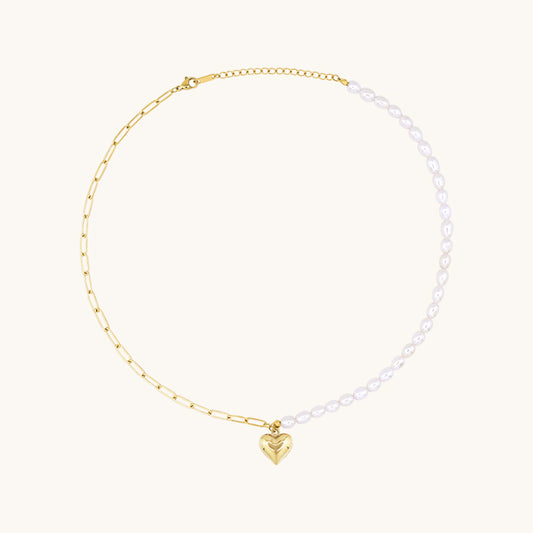 Sweet Heart White Pearl Necklace
