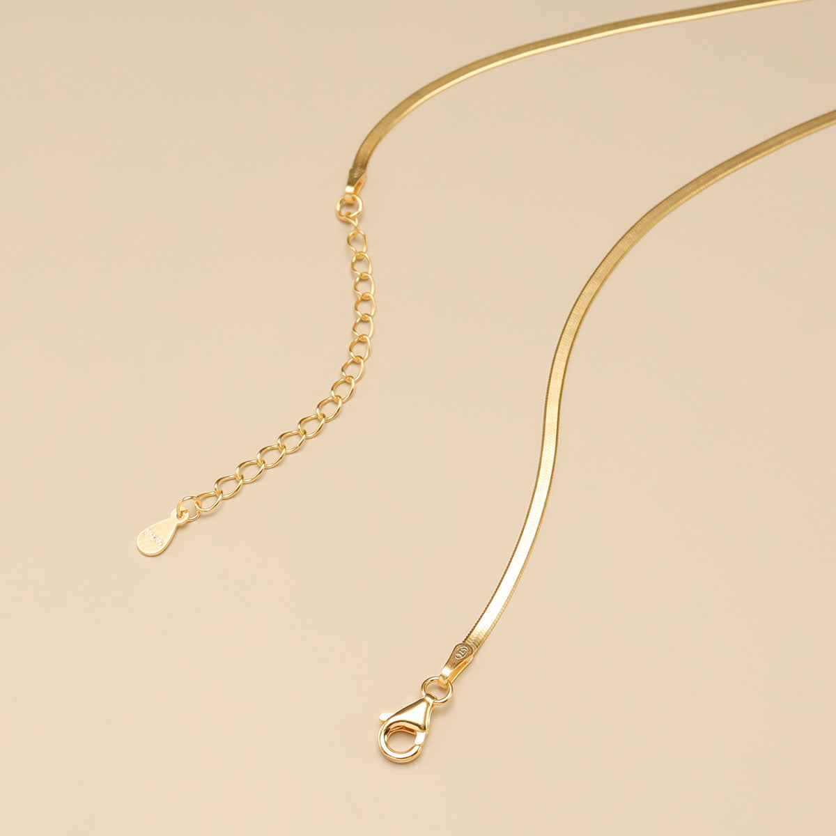 A close shot of lobster claw necklace clasp.