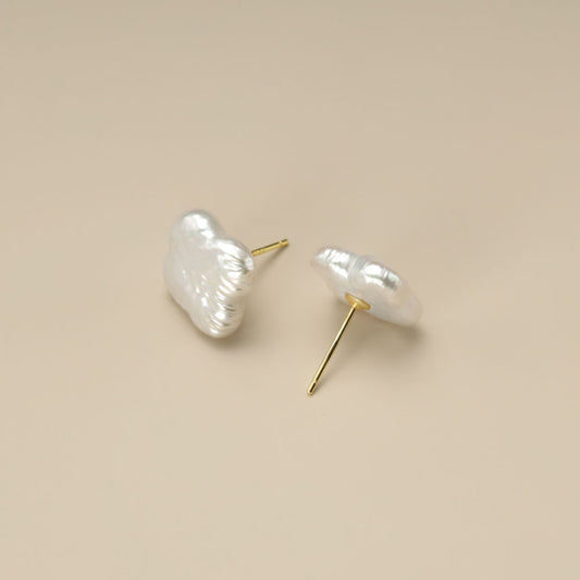 Freshwater Pearl Clover Stud Earrings
