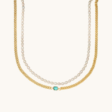A cuban chain necklace set.