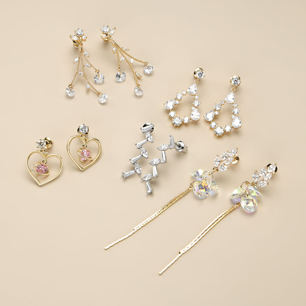 Five style drop earrings for women.