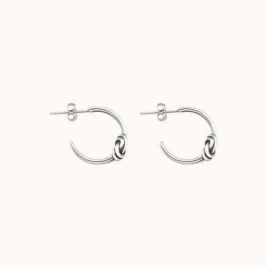 Mini Knot Sterling Silver Hoop Earrings