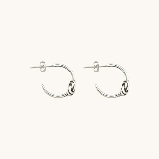 Mini Knot Sterling Silver Hoop Earrings