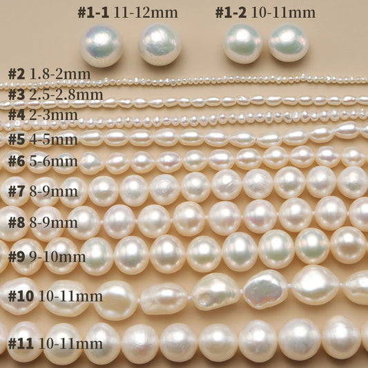 High Grade Freshwater White-green Round Pearl Beads 9-10 mm #9