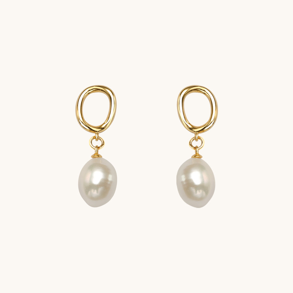 A pair of freshwater pearl earrings.