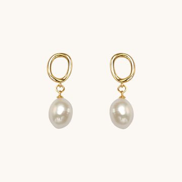 A pair of freshwater pearl earrings.