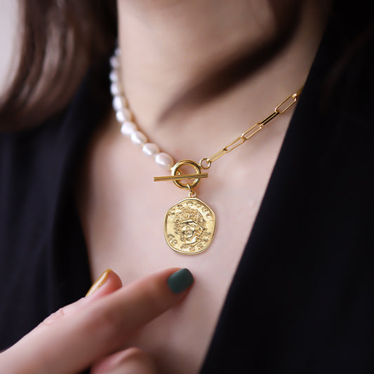 Wishing Coins Medusa Pearl Necklace