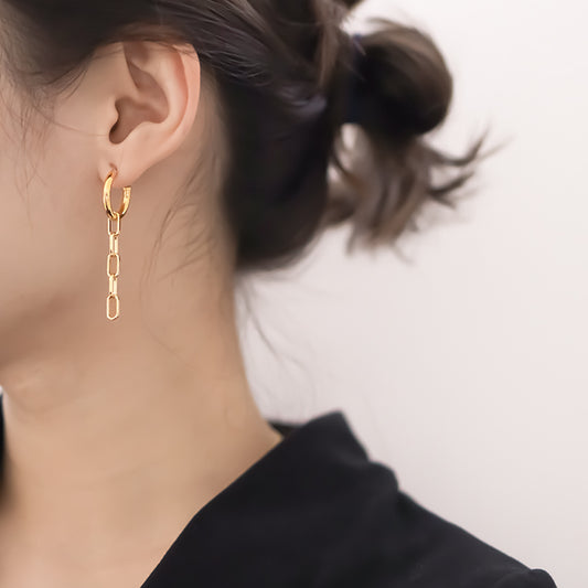 Wishing Coins Gold Asymmetrical Huggie Earrings