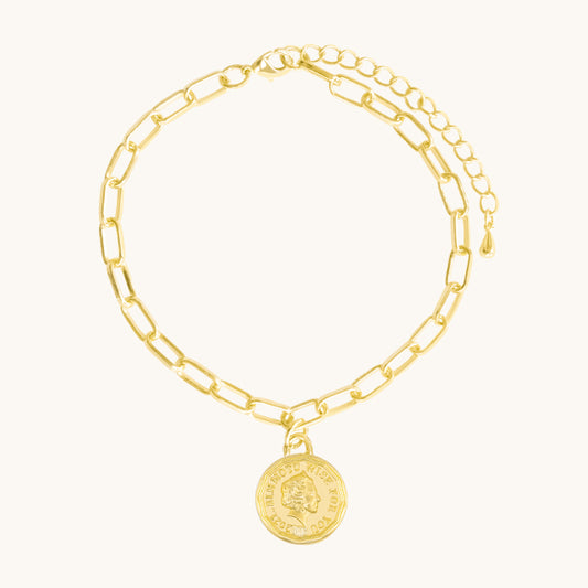 Wishing Coins Gold Clip Chain Bracelet