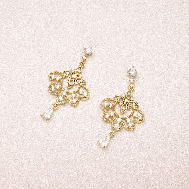 A pair of gold summer earrings.