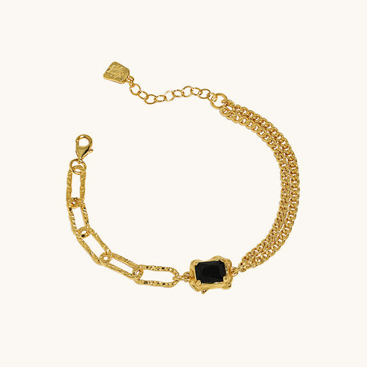 Black Stone Gold Chain Bracelet