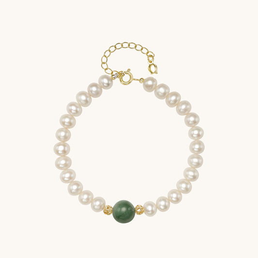 Freshwater Pearl Bracelet with One Jade