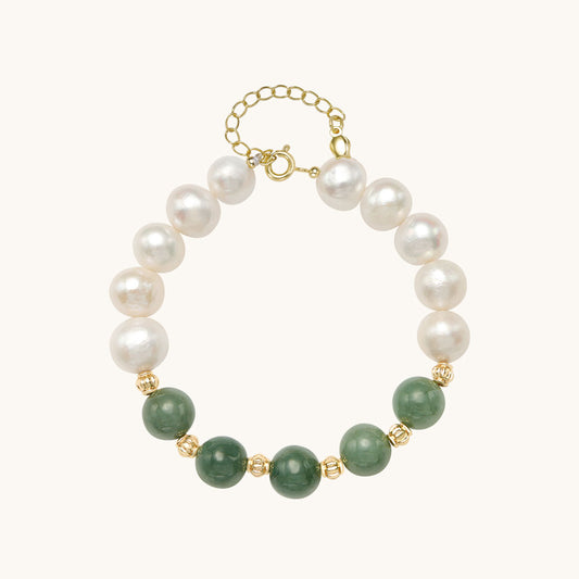 Freshwater Pearl Bracelet with Five Jade