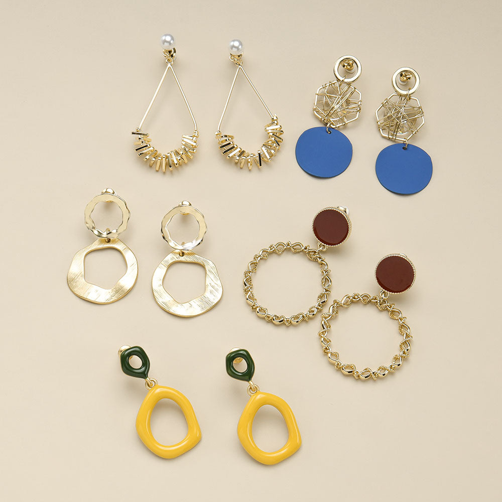 Five styles hoop earrings set.