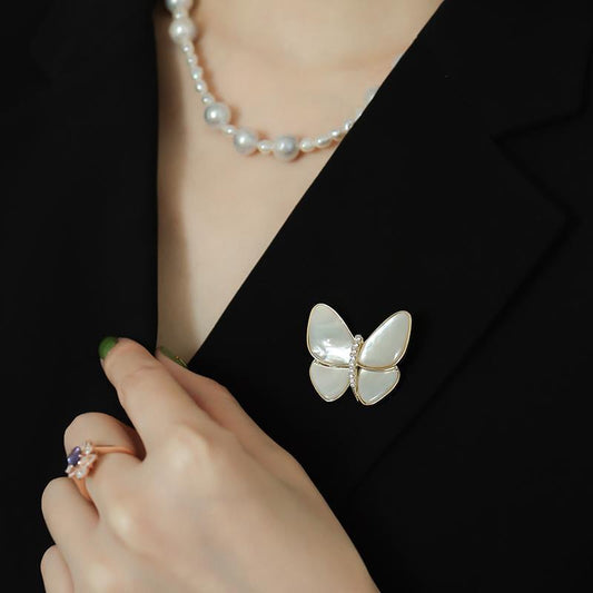 Mother of Pearl Butterfly Brooch