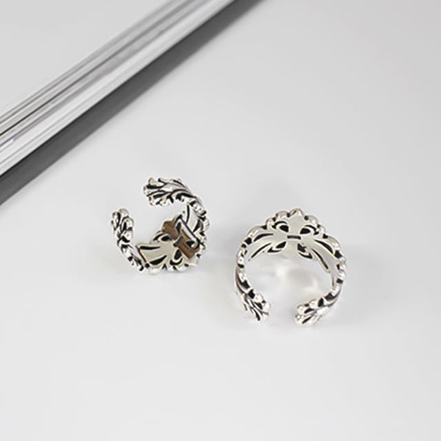 The back of men sterling silver rings.