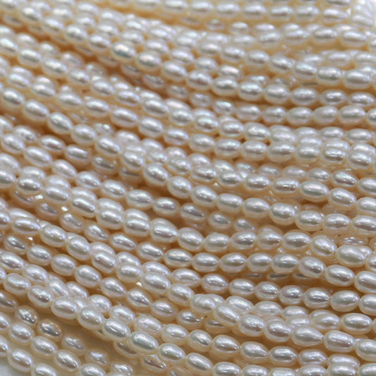Glare White Freshwater Oval Pearl Beads 4-5 mm #5