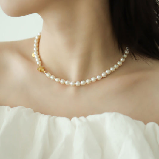 Magnetic Star Pearl Strand Necklace