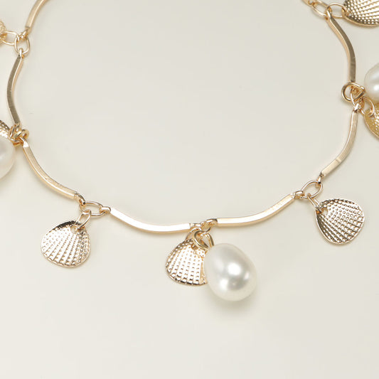 Shell Feshwater Pearl Gold Bracelet