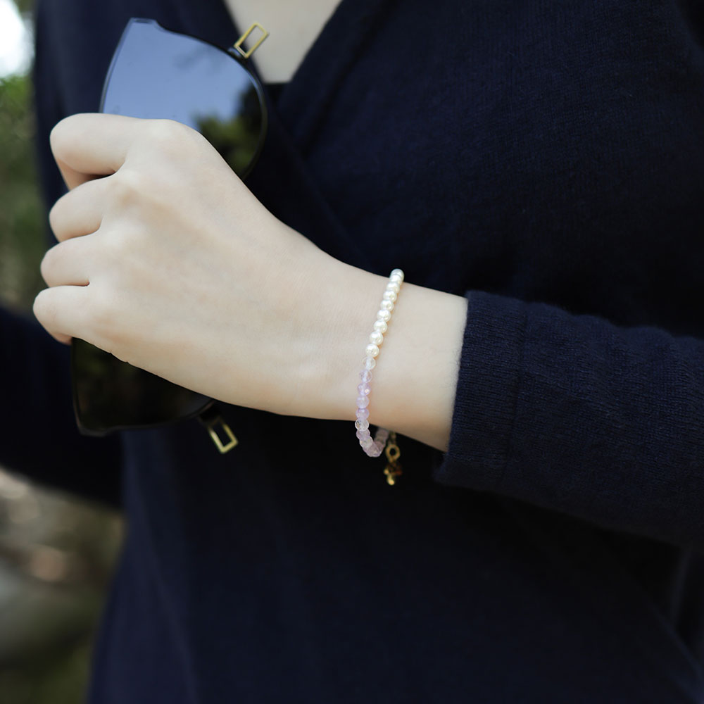 Women wear a purple amethyst bracelet.