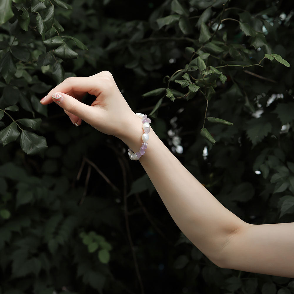 Women wear a purple amethyst bracelet.