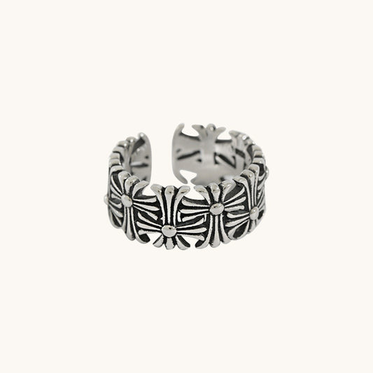 Silver Cross Band Ring