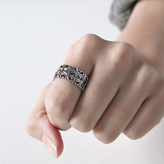 Silver Cross Band Ring