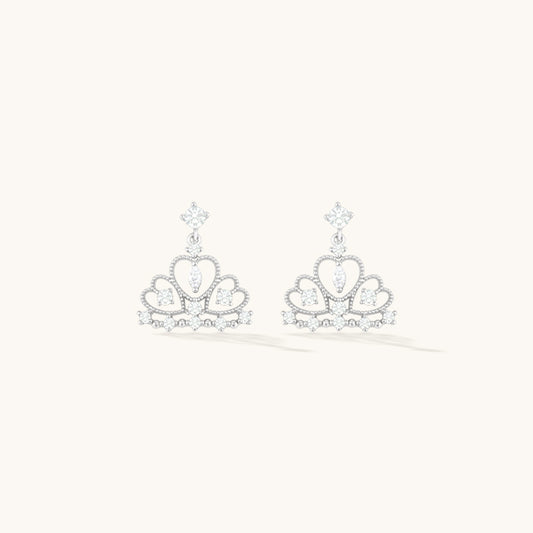 Heart Crown Dangle Earrings