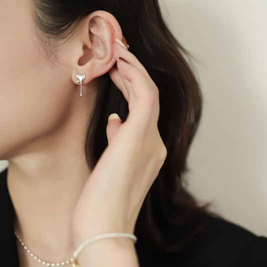 Baking Heart Silver Earrings