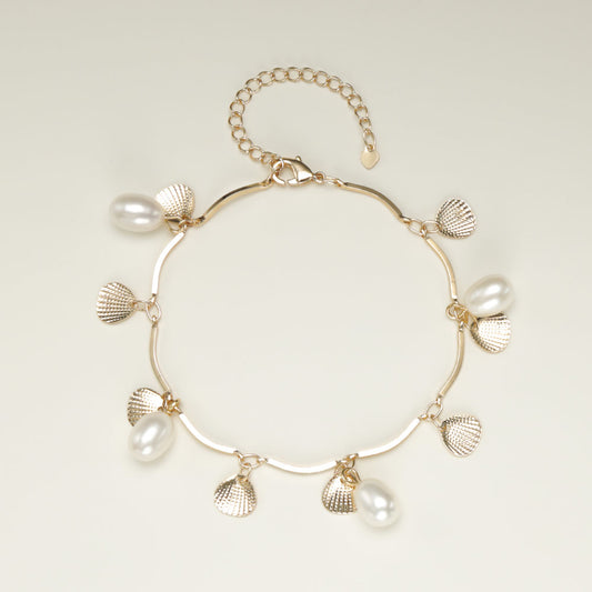 Shell Feshwater Pearl Gold Bracelet