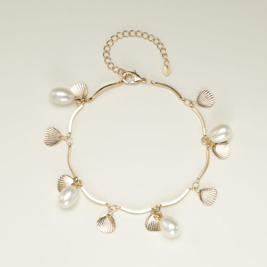 Shell Feshwater Pearl Gold Bracelet