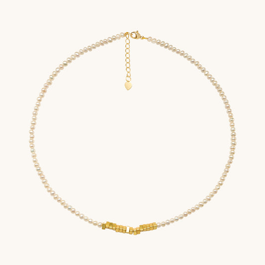 Gold Triangle Pearl Necklace