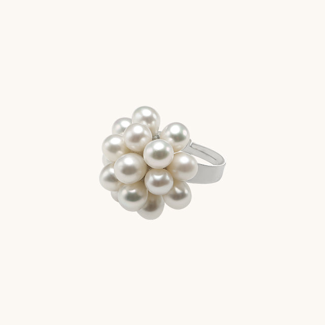 A trendy pearl ring.