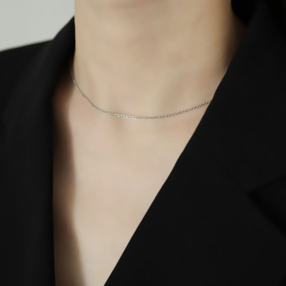 White gold neck chain for women.