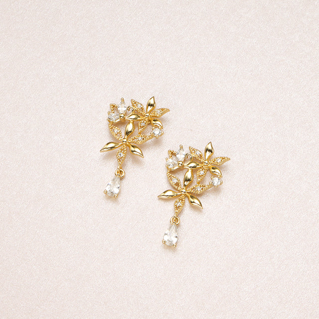 A pair of white zirconia earrings.